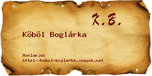 Köböl Boglárka névjegykártya